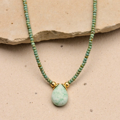 Collier Goutte en Amazonite & Perles de Jaspe - - L'Arbre des Chakras