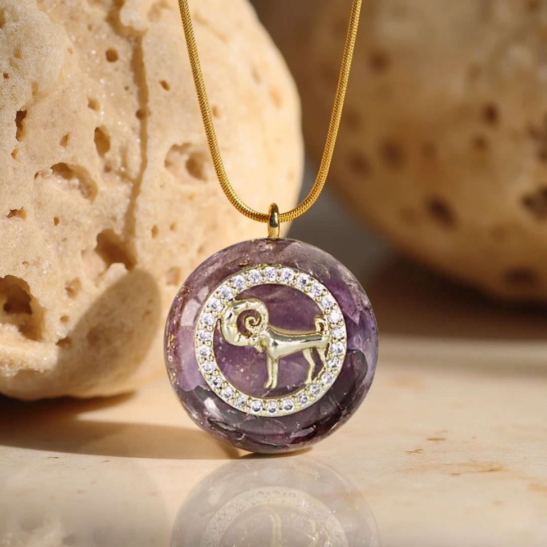 Pendentif Orgonite "Signe Astrologique" en Pierre Naturelle - Bélier - L'Arbre des Chakras