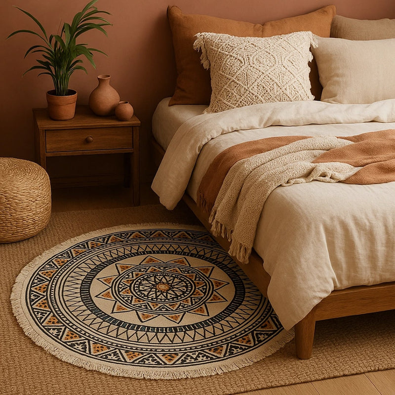 Tapis Rond Ethnique Mandala