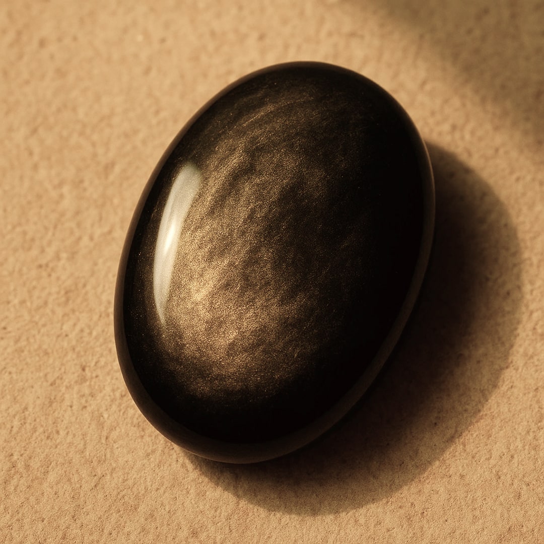Galet "Protection & Abondance" en Obsidienne Dorée