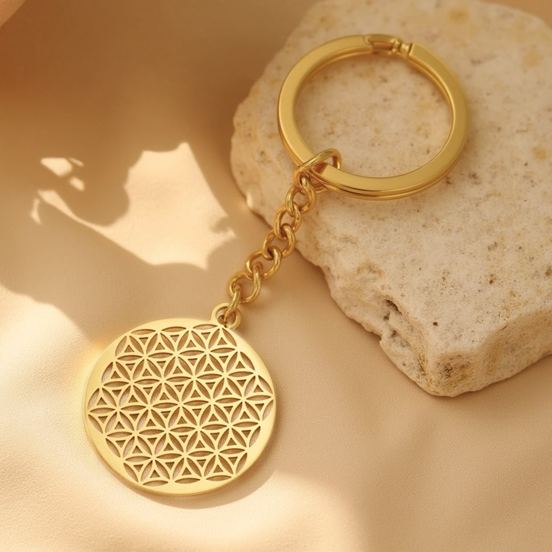 Porte-Clés Fleur de Vie - Or - L'Arbre des Chakras