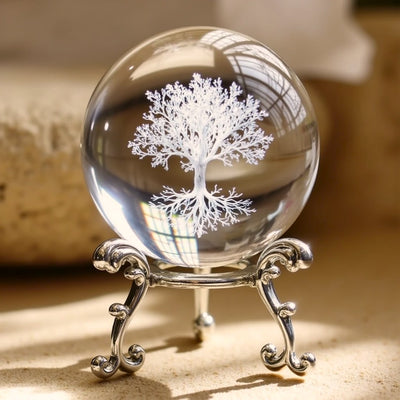 Boule de Cristal Arbre de Vie avec Support - - L'Arbre des Chakras
