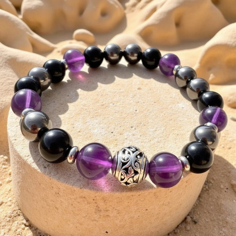 Bracelet Premium "Bouclier Émotionnel" en Pierres Naturelles - - L'Arbre des Chakras