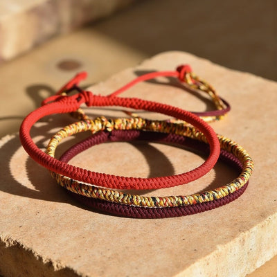 Trio de Bracelets Tibétains "Porte-Bonheur" - - L'Arbre des Chakras