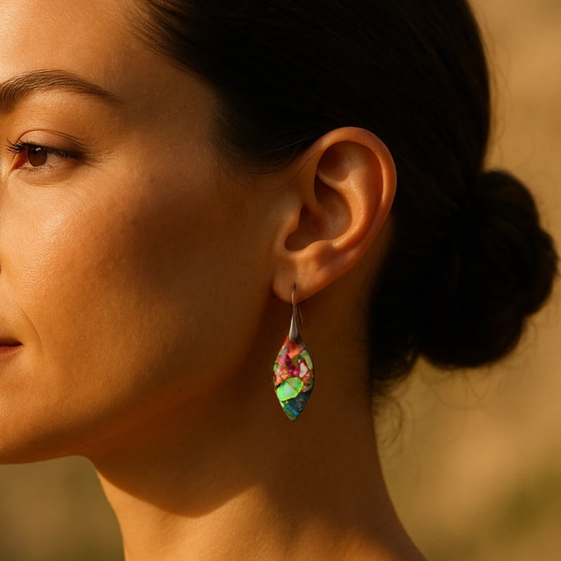 Boucles d'Oreilles Arlequin en Jaspe - - L'Arbre des Chakras