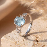 Bague Ajustable "Cristal de Mer" en Aigue-Marine - - L'Arbre des Chakras