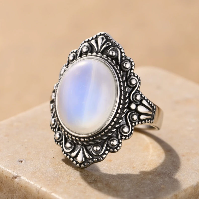 Bague "Présage" en Pierre de Lune - - L'Arbre des Chakras