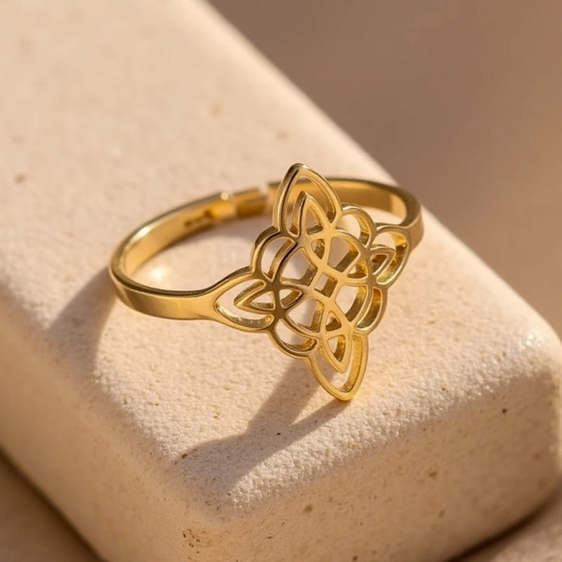 Bague Ajustable "Protection Éternelle" - Noeud de Sorcière