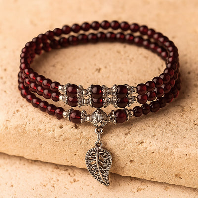 Bracelet Multi-tours "Abondance" en Grenat - - L'Arbre des Chakras