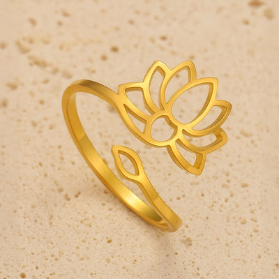 Bague Ajustable Lotus Divin - Or - L'Arbre des Chakras