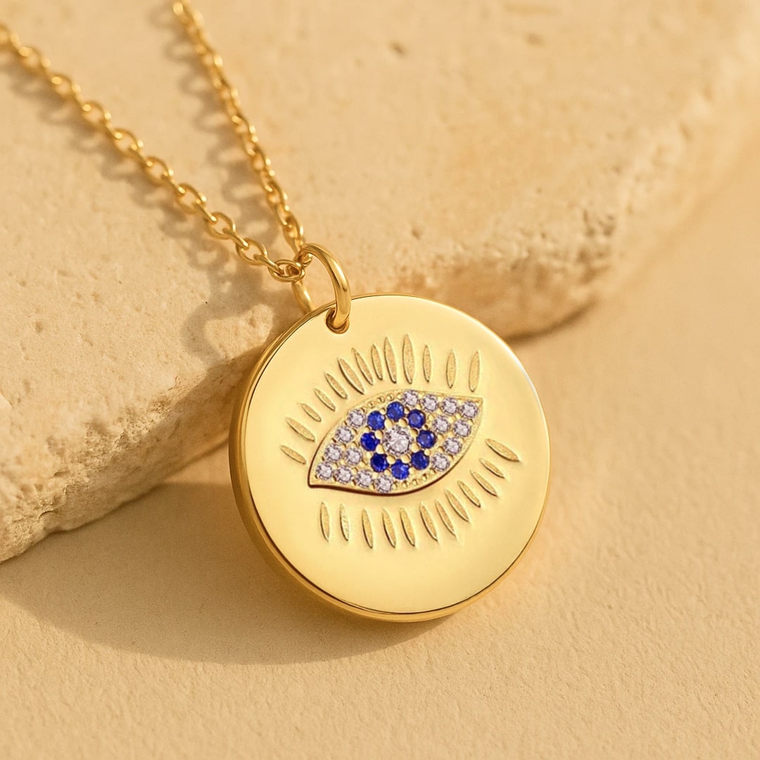 Médaille Protection "Œil Serein" en plaqué Or