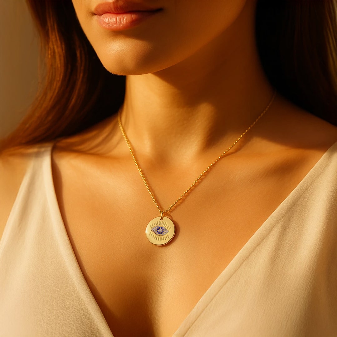 Médaille Protection "Œil Serein" en plaqué Or