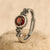 Bague Réglable "Feu Sacré"  en Grenat et Argent