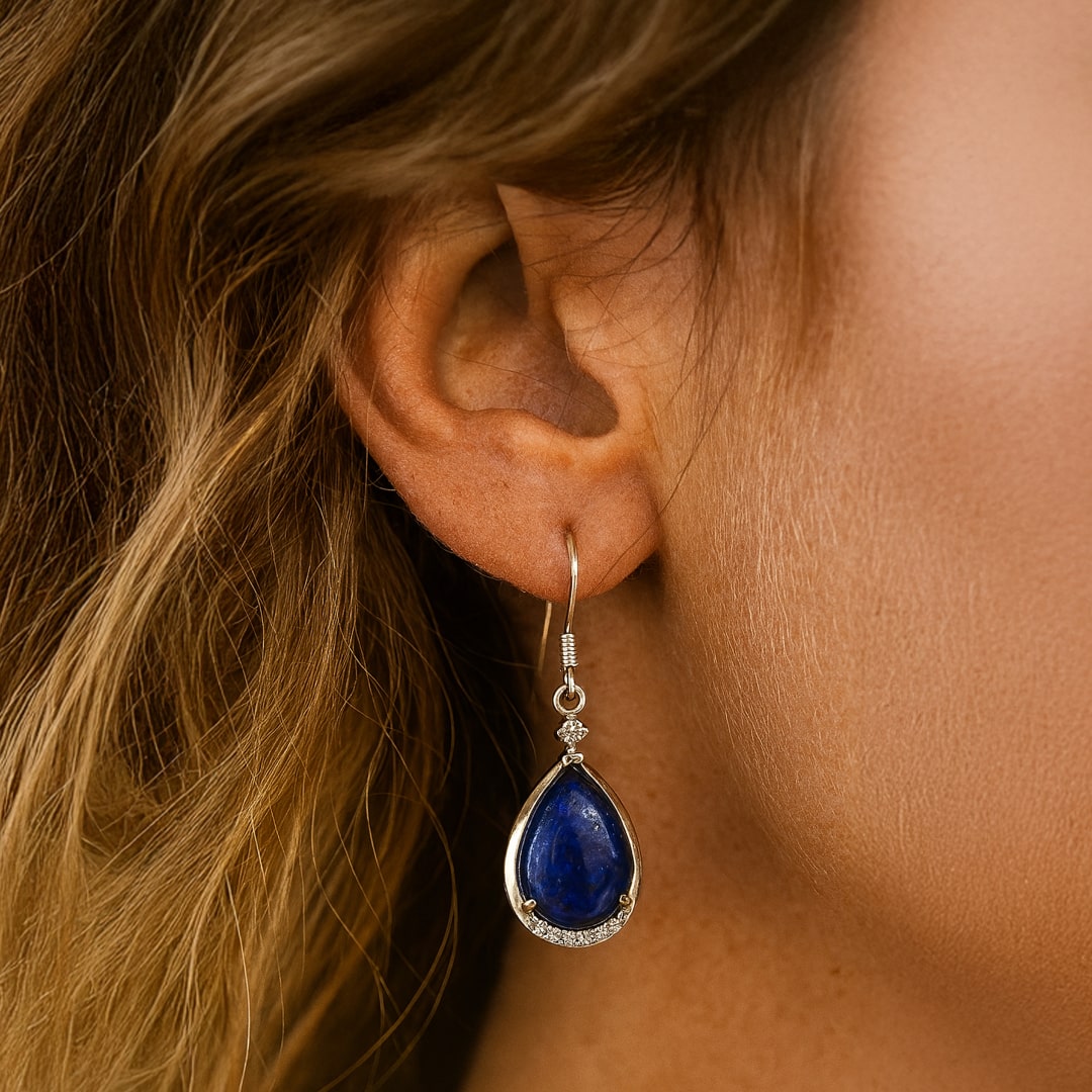 Boucles d'Oreilles "Lumière Azurée" en Lapis Lazuli - - L'Arbre des Chakras