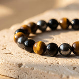 Bracelet "3 Protections" en Oeil de Tigre, Hématite & Obsidienne Noire - - L'Arbre des Chakras