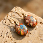 Boucles d’Oreilles "Gouttes Arlequines" en Jaspe - Or - L'Arbre des Chakras