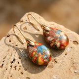 Boucles d’Oreilles "Gouttes Arlequines" en Jaspe - Or - L'Arbre des Chakras