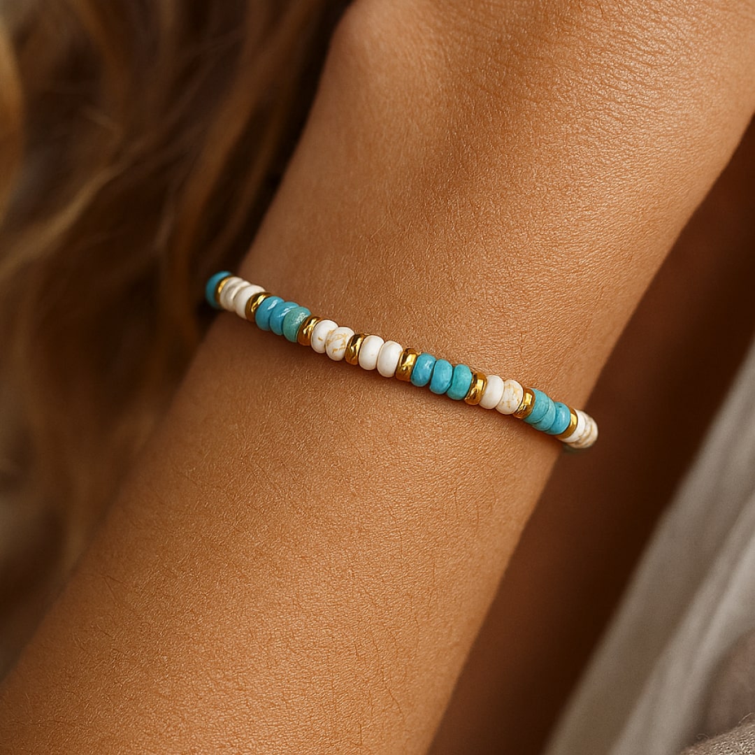 Bracelet "Vibration" en Turquoise & Howlite