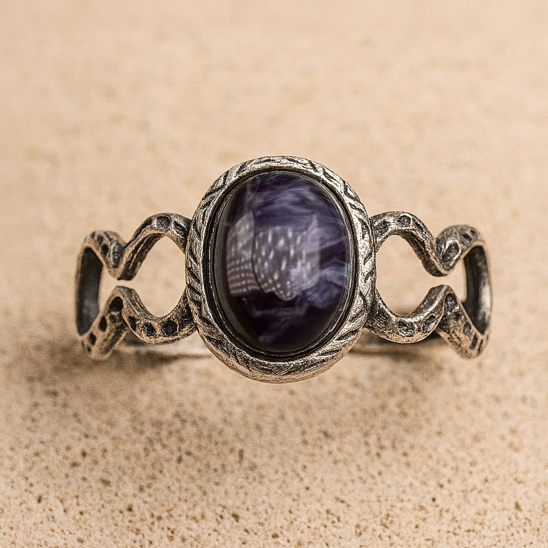 Bague Ajustable "Éclat de Tempête" en Piétersite