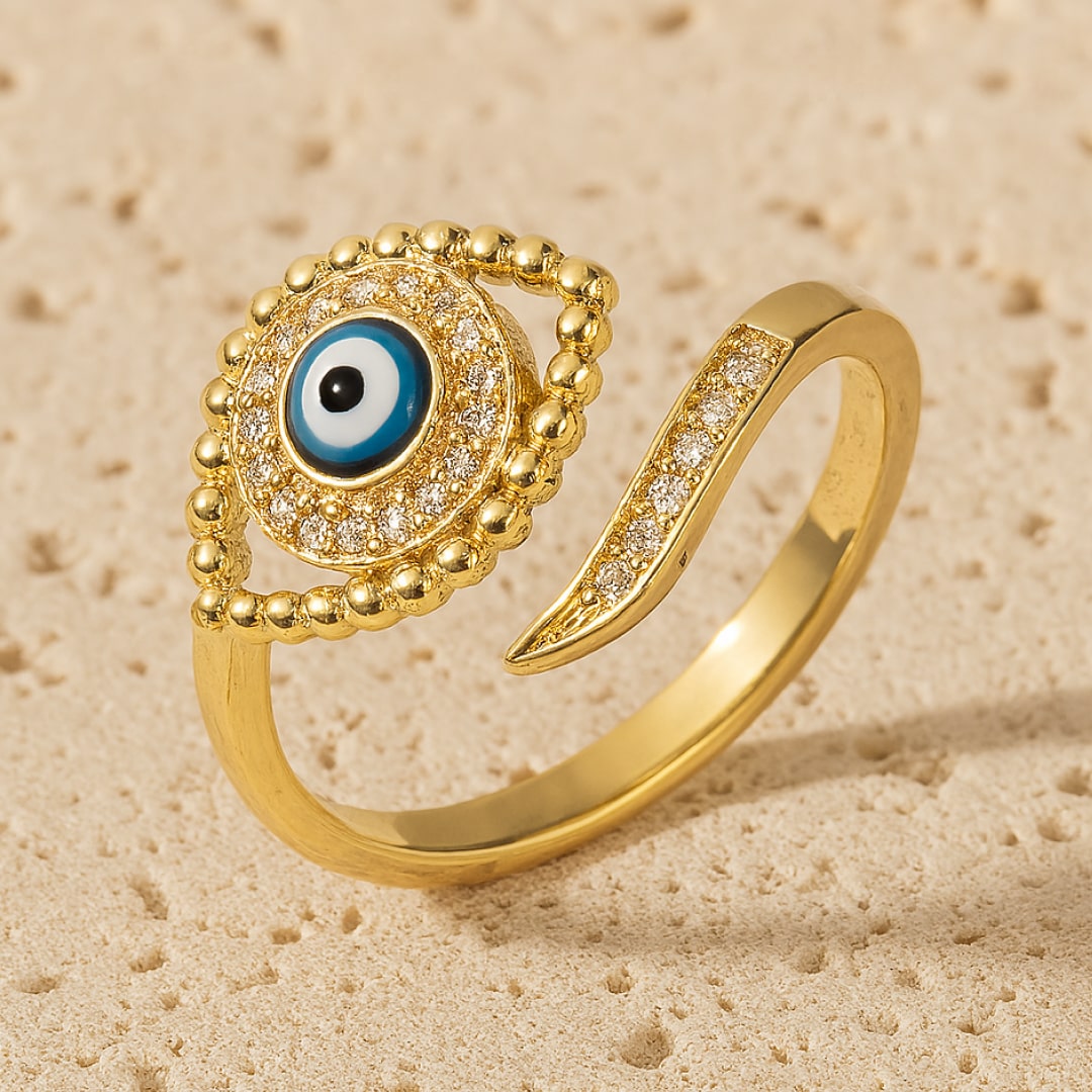 Bague Ajustable Oeil Bleu Porte-Bonheur