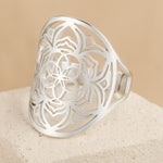Bague Ajustable "Fleur de Mandala" - Argent - L'Arbre des Chakras