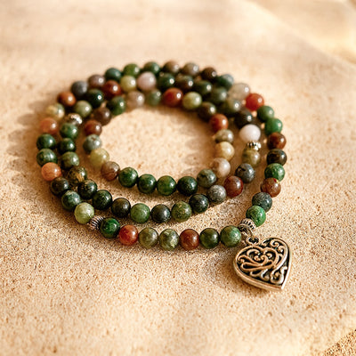 Bracelet Mala "Énergie Lumineuse" en Agate Indienne - - L'Arbre des Chakras