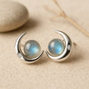 Boucles d'Oreilles "Lunes Mystiques" en Labradorite & Argent - - L'Arbre des Chakras