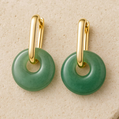 Créoles "Éclat Minéral" en Pierres Naturelles - Aventurine - L'Arbre des Chakras