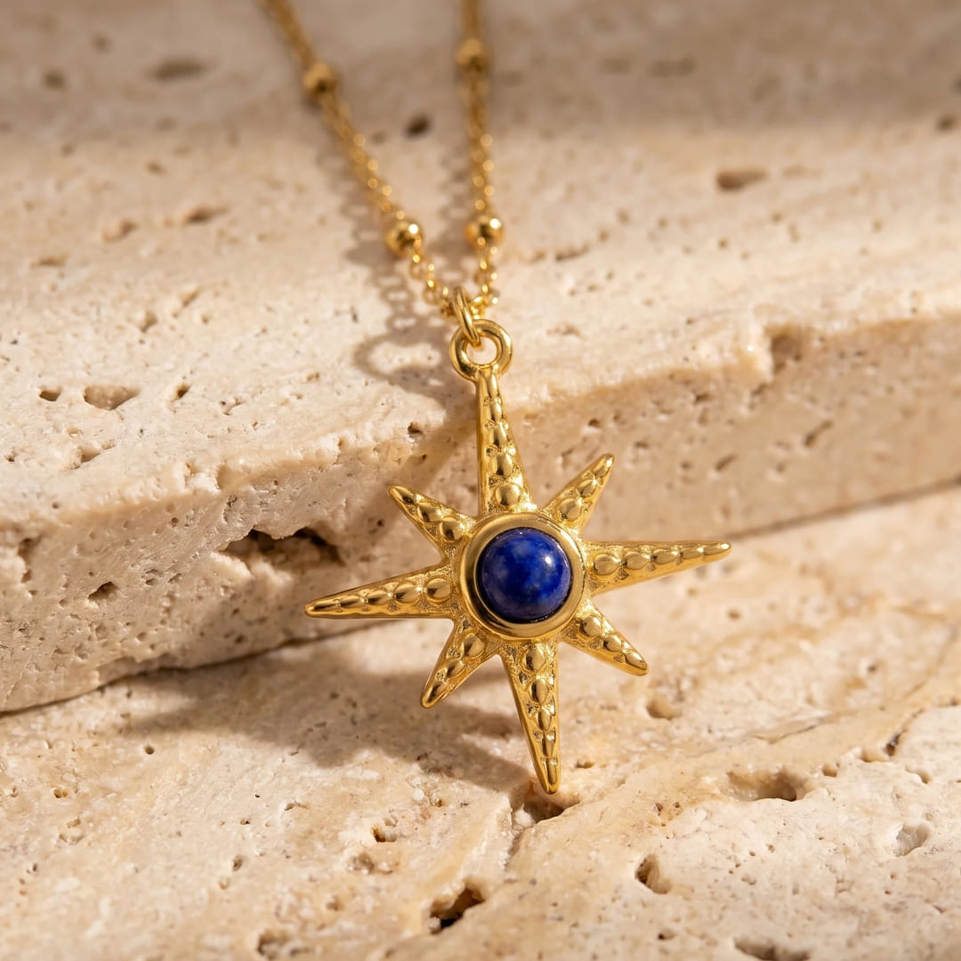 Collier Étoile "Cap Intérieur" en Lapis Lazuli - - L'Arbre des Chakras