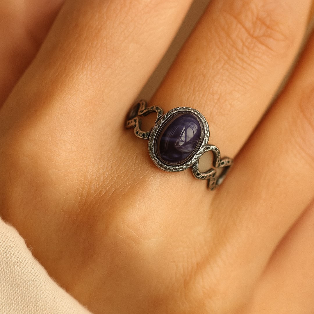 Bague Ajustable "Éclat de Tempête" en Piétersite