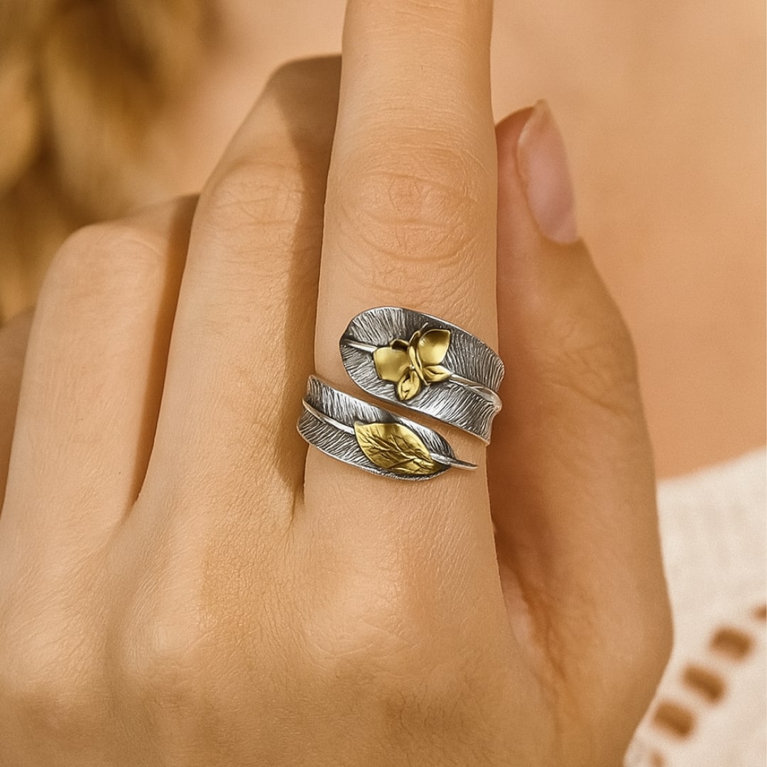 Bague Ajustable "Plume d'Ange" en Argent