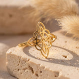 Bague Ajustable "Protection Éternelle" - Noeud de Sorcière - Or - L'Arbre des Chakras