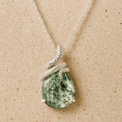 Pendentif "Gardien de la Sérénité" en Agate Mousse & Argent - - L'Arbre des Chakras