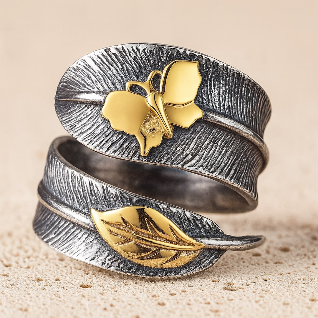 Bague Ajustable "Plume d'Ange" en Argent