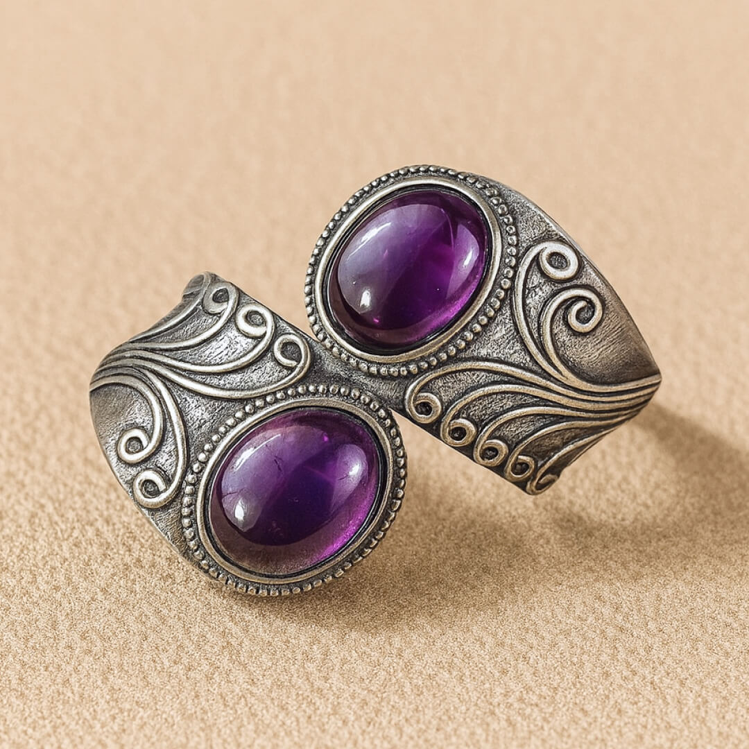 Bague "Connexion Sacrée" en Améthyste & Argent