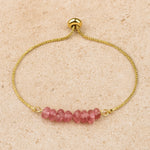 Bracelet Fin en Pierres Irrégulières Naturelles - Quartz Fraise - L'Arbre des Chakras
