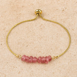 Bracelet Fin en Pierres Irrégulières Naturelles - Quartz Fraise - L'Arbre des Chakras