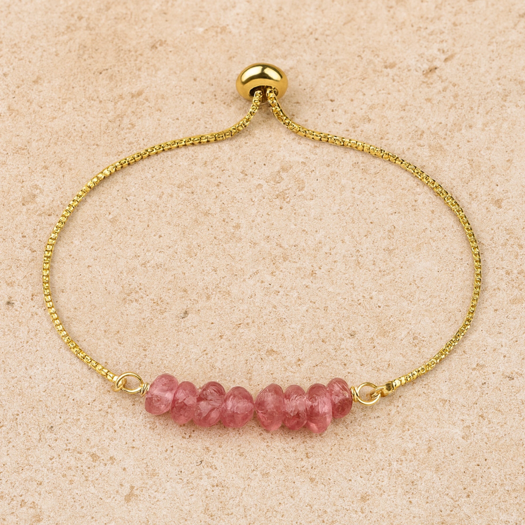 Bracelet Fin en Pierres Irrégulières Naturelles - Quartz Fraise - L'Arbre des Chakras