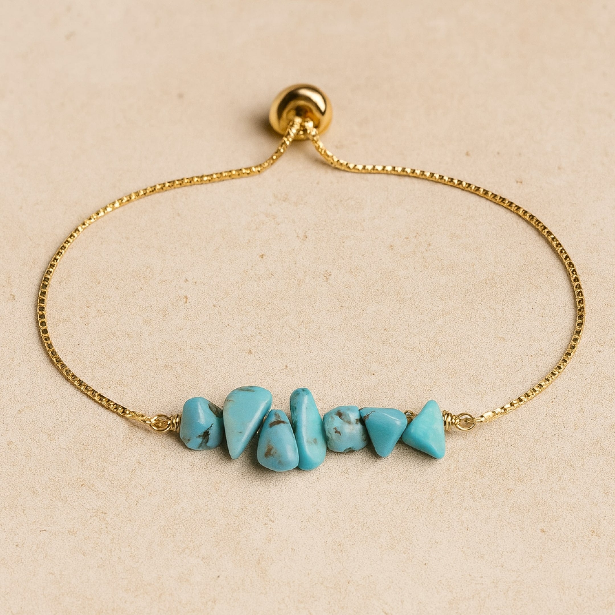 Bracelet Fin en Pierres Irrégulières Naturelles - Turquoise - L'Arbre des Chakras