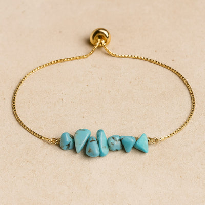 Bracelet Fin en Pierres Irrégulières Naturelles - Turquoise - L'Arbre des Chakras