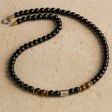 Collier "Bouclier de Sagesse" en Obsidienne Noire & Oeil de Tigre - - L'Arbre des Chakras
