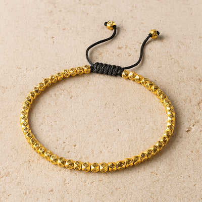 Bracelet "Harmonie Tibétaine" en Perles Facettées - Or - L'Arbre des Chakras