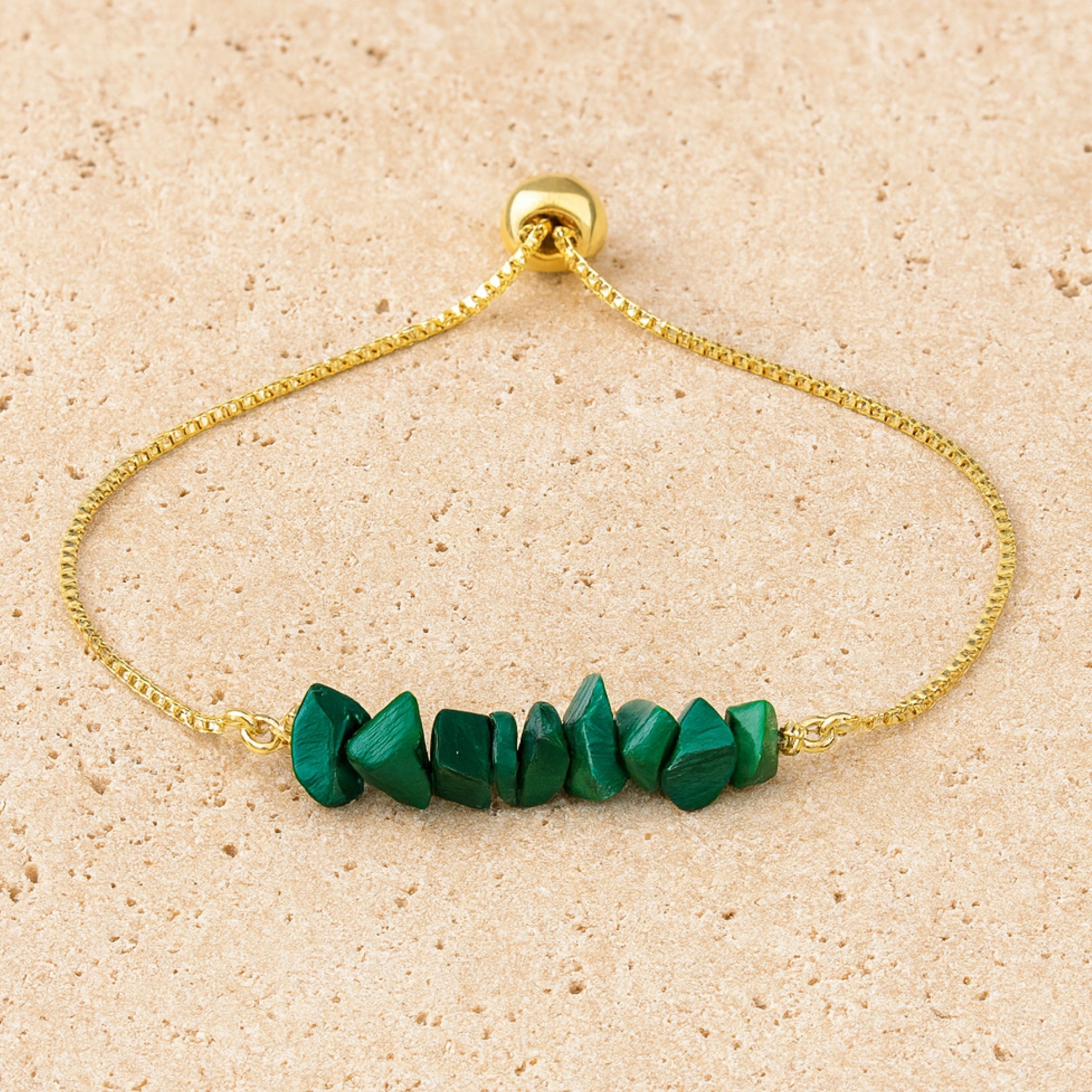 Bracelet Fin en Pierres Irrégulières Naturelles - Malachite - L'Arbre des Chakras