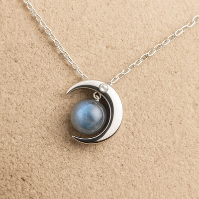 Pendentif "Lune Enchantée" en Labradorite & Argent - - L'Arbre des Chakras
