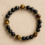 Bracelet "Confiance & Protection" en Oeil de Tigre, Hématite & Onyx - - L'Arbre des Chakras