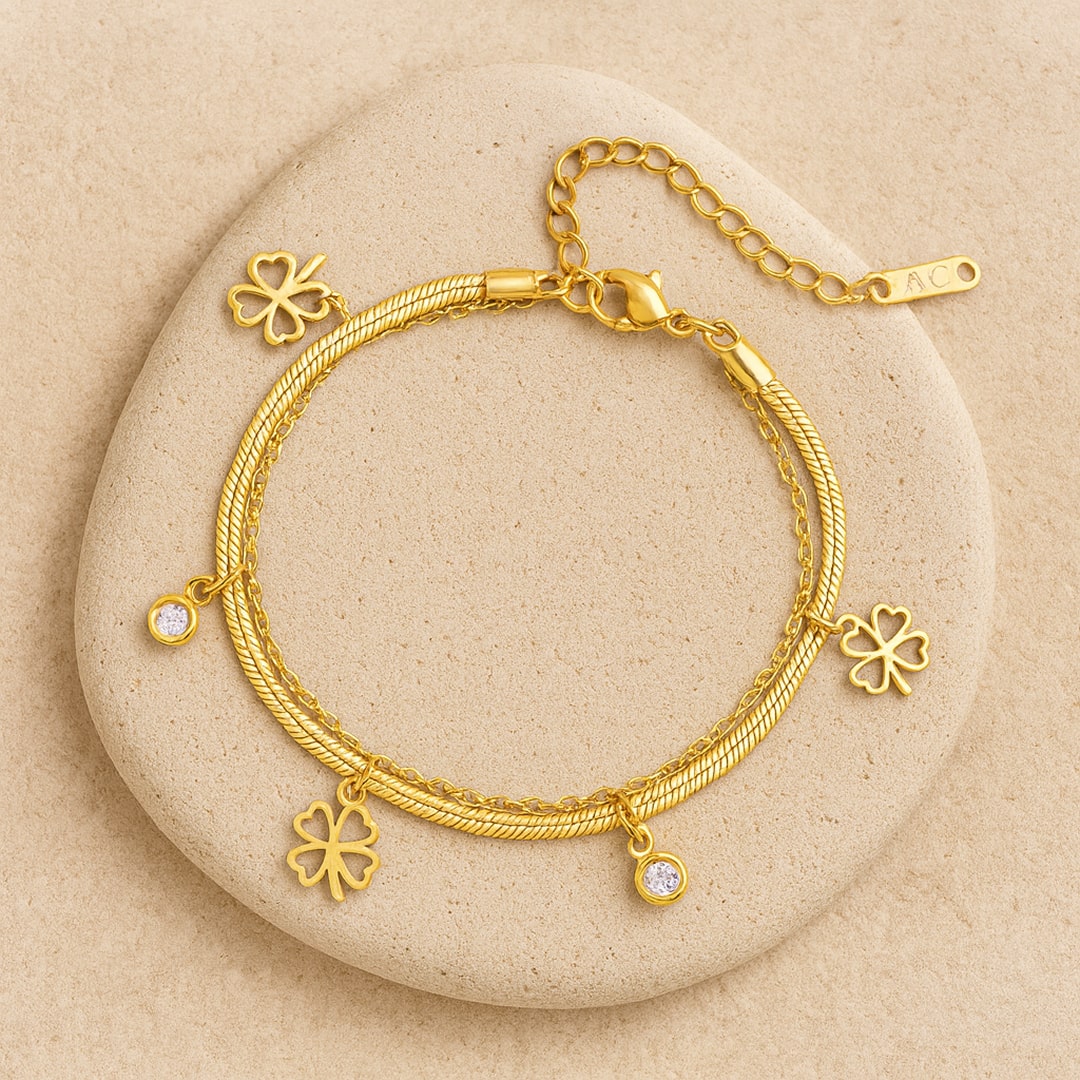 Bracelet "Trèfle Enchanté" - Couleur Or / Argent
