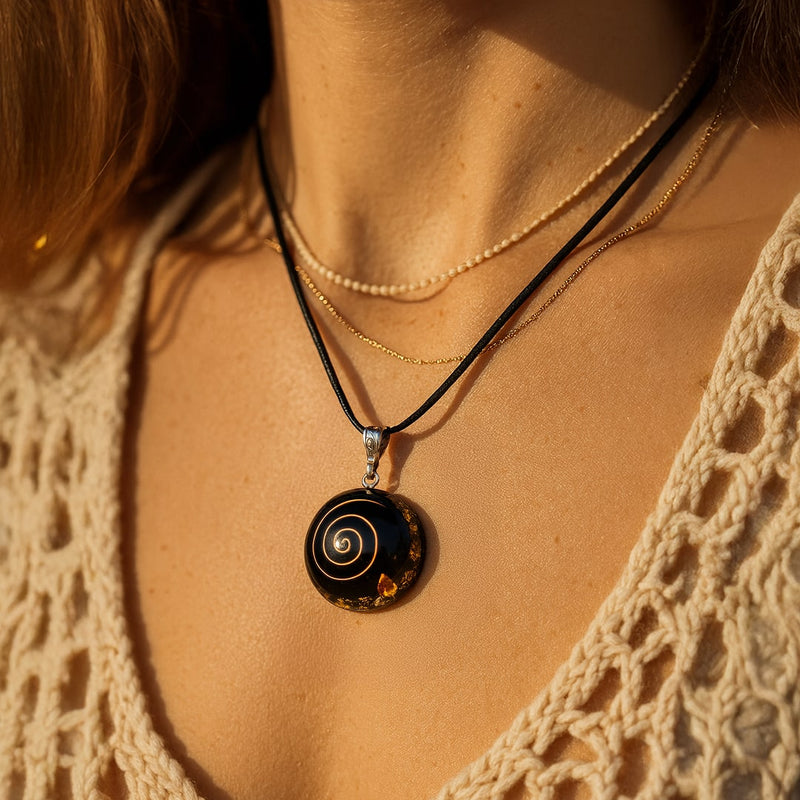 Pendentif Orgonite "Énergies Protectrices" en Obsidienne Noire