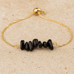Bracelet Fin en Pierres Irrégulières Naturelles - Agate Noire - L'Arbre des Chakras