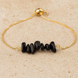 Bracelet Fin en Pierres Irrégulières Naturelles - Agate Noire - L'Arbre des Chakras