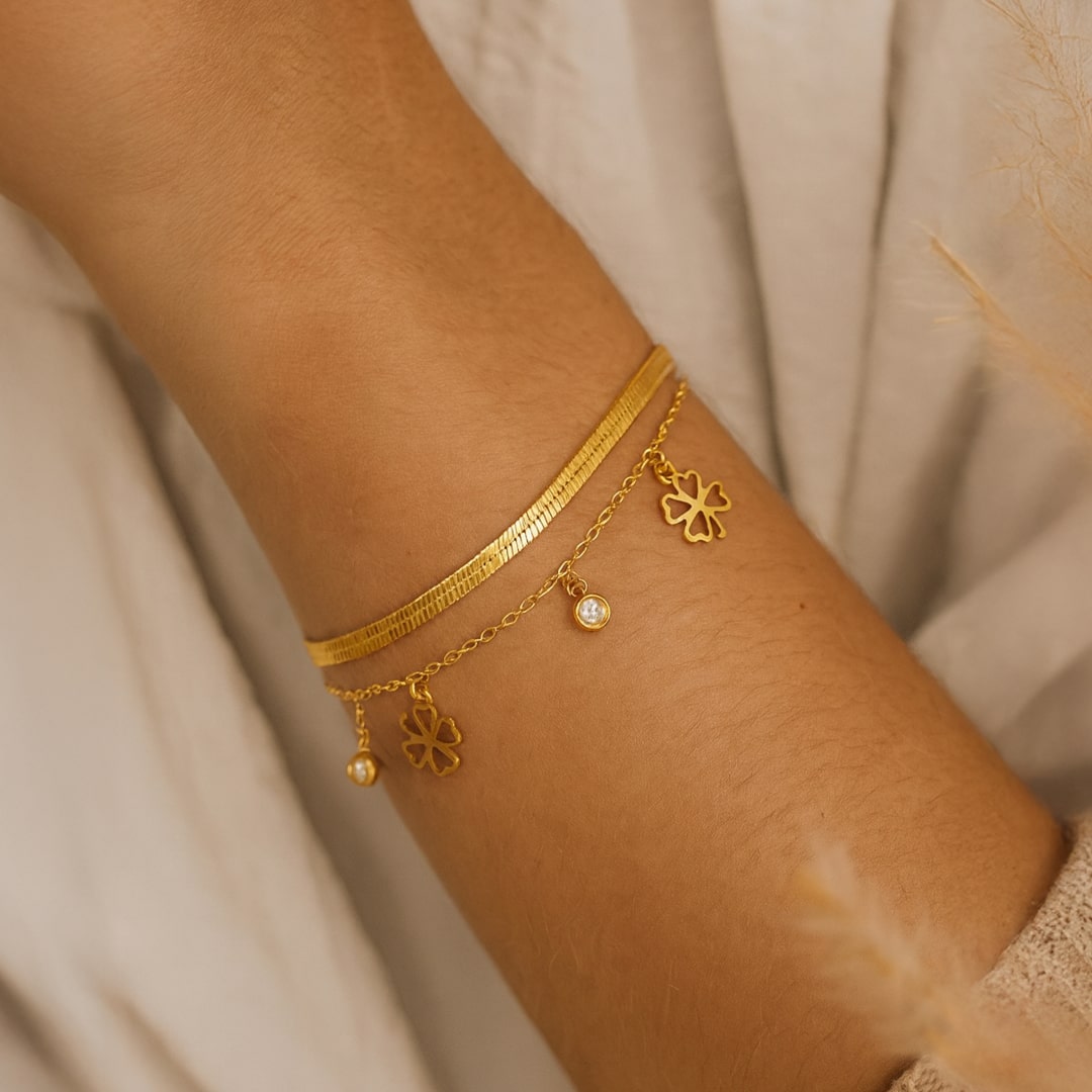 Bracelet "Trèfle Enchanté" - Couleur Or / Argent